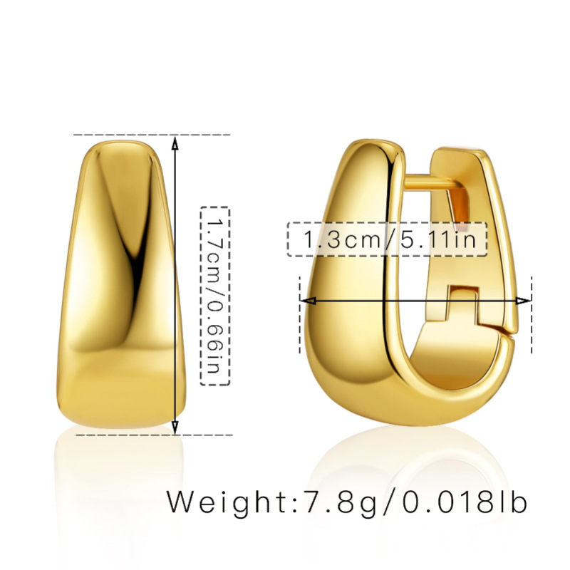 Eimer Quadratische Ohr Schnalle Europäische Und Amerikanische Kupfer Überzug 18 Karat Echtes Gold Minimalist Ische Wind Ohr Ringe Wasser Tropfen Gefühl Temperament Textur Ohrringe Trend display picture 1