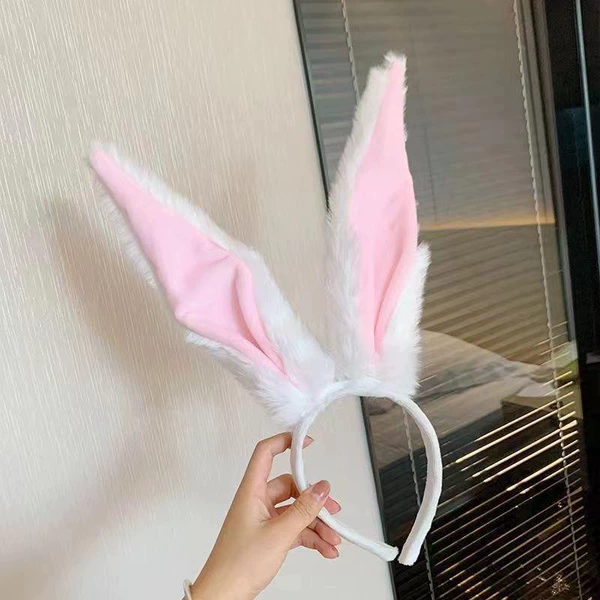 White extra long rabbit ear headband FG233-02