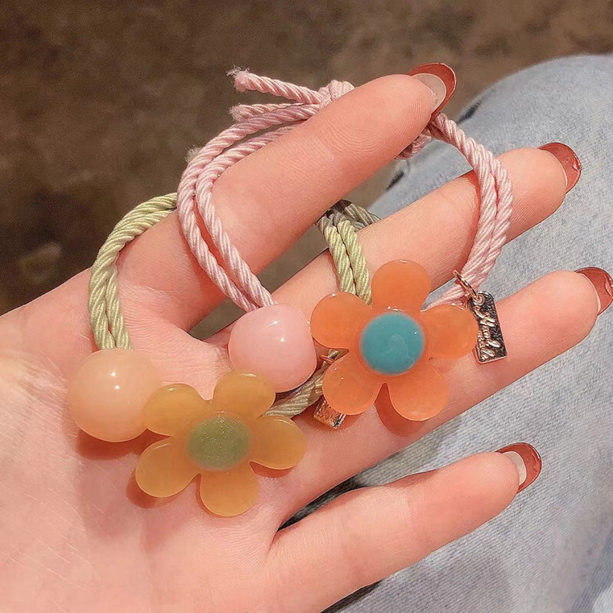 [Negresante exclusivo] estilo coreano de cabello 10 correa de correa de goma super belleza versátil y elegante lindo color rojo en línea