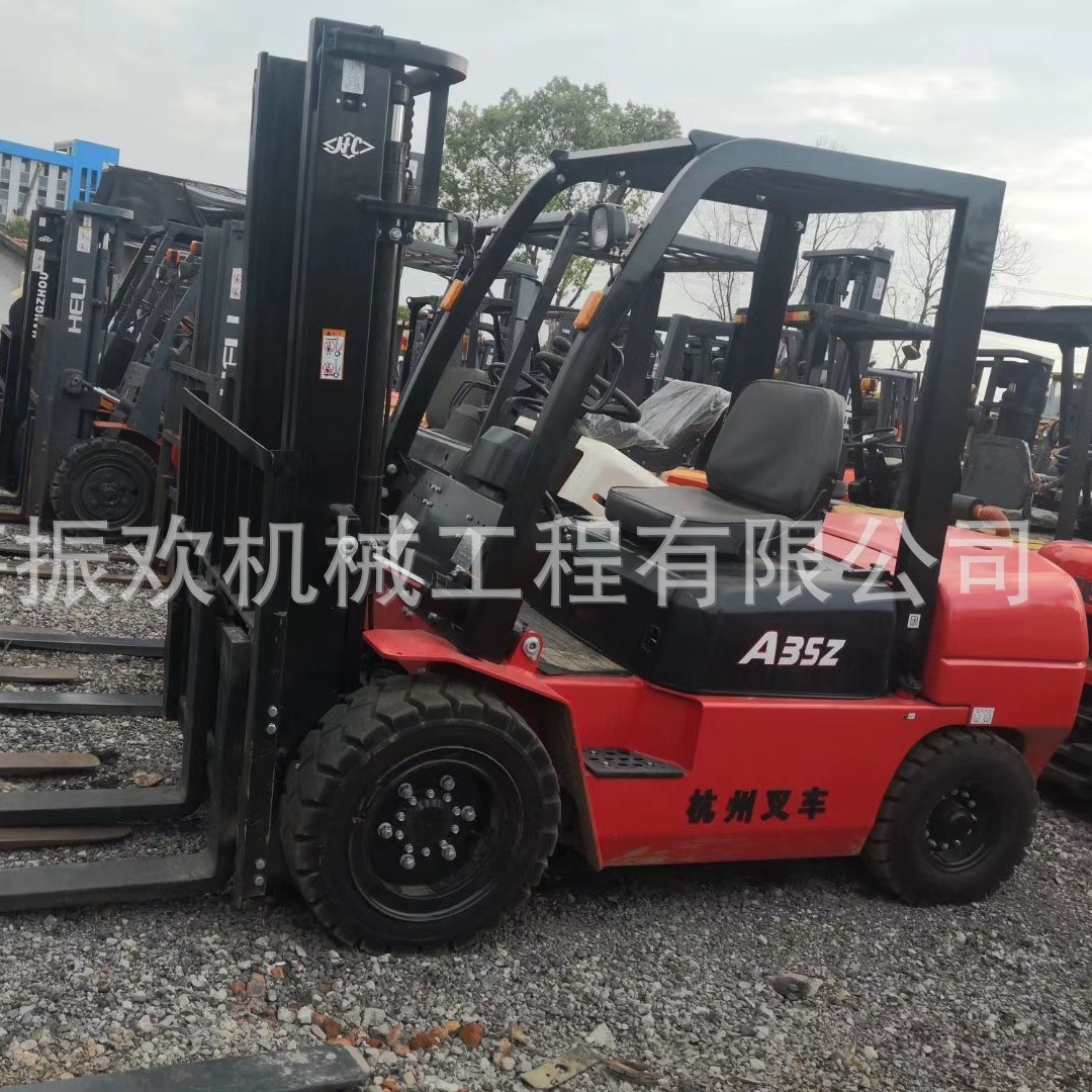 9成新二手杭州A35Z叉车低价出售两节门架升高3米车况好