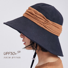 栗子香高阶配色丨天然苎麻透气褶皱渔夫帽女2025新款夏季遮阳防晒