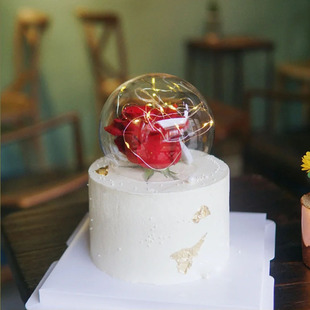 Internet Celebrity Creative Valentine's Day Cake Decorative Glass Cover Transparent Glass Ball Crystal Ball Baking Dessert Rose Ornaments