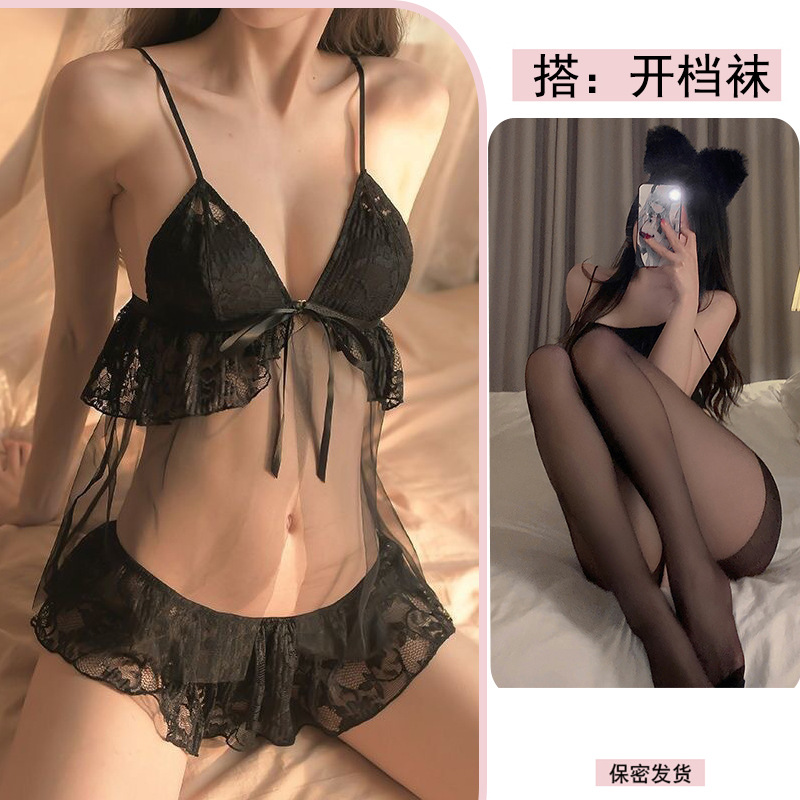 블랙 + 블랙 오픈 양말