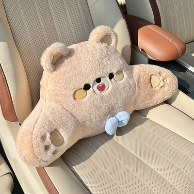 Car Headrest and Neck Pillow, Headrest - cream-hug-bear-waist-support-single-no-specifications