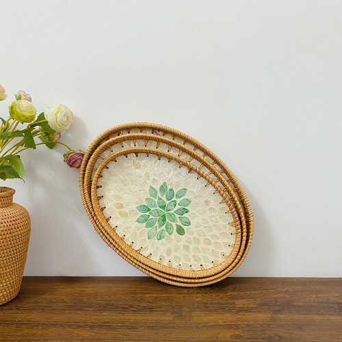 Vietnamese rattan woven Japanese fruit plate tea shell snacks homemade living room snack tray tea snack snack storage basket