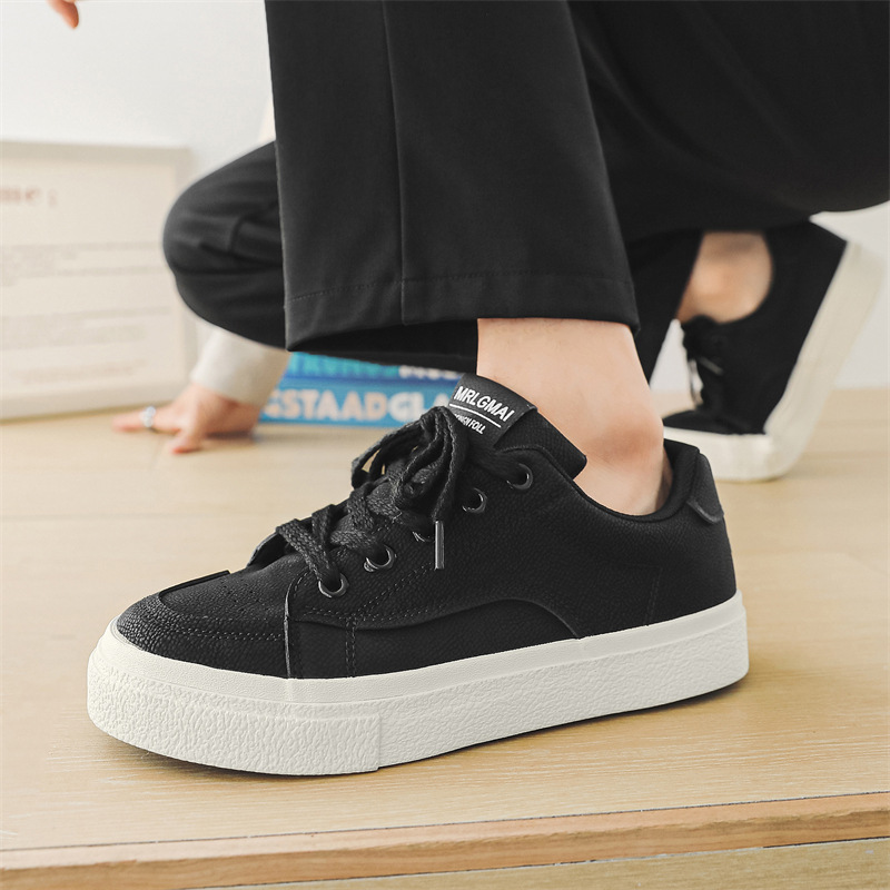 Sapatos masculinos de couro, elegantes e versáteis, casuais, com sola macia e cano baixo_voghion.com