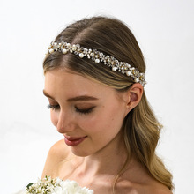 韩式新娘水钻珍珠发带重工串珠发箍森系花朵发带儿童演出写真头饰