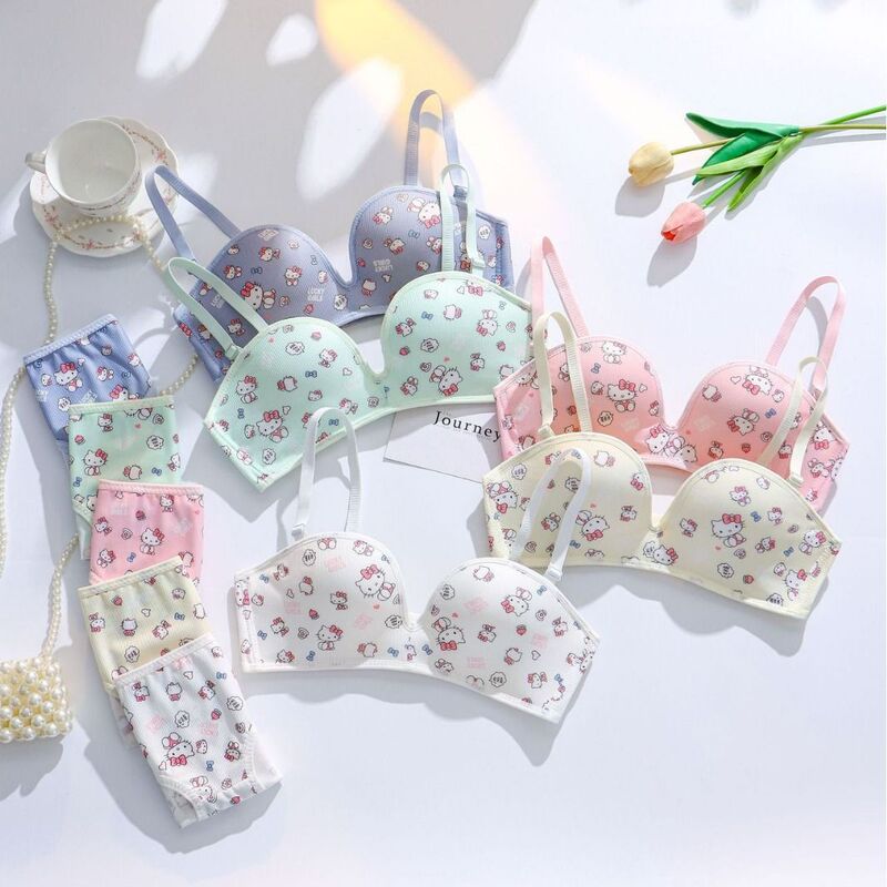 Sweet Underwear Women's Small Chest Round No Steel Ring Upper Bracing Anti-expansion Comfortable Not Empty Cup Cartoon Girl Bra Simple Sweet Underwear Women's Small Chest Round No Steel Ring Upper Bracing Anti-expansion Comfortable Not Empty Cup Cartoon Girl Bra Simple