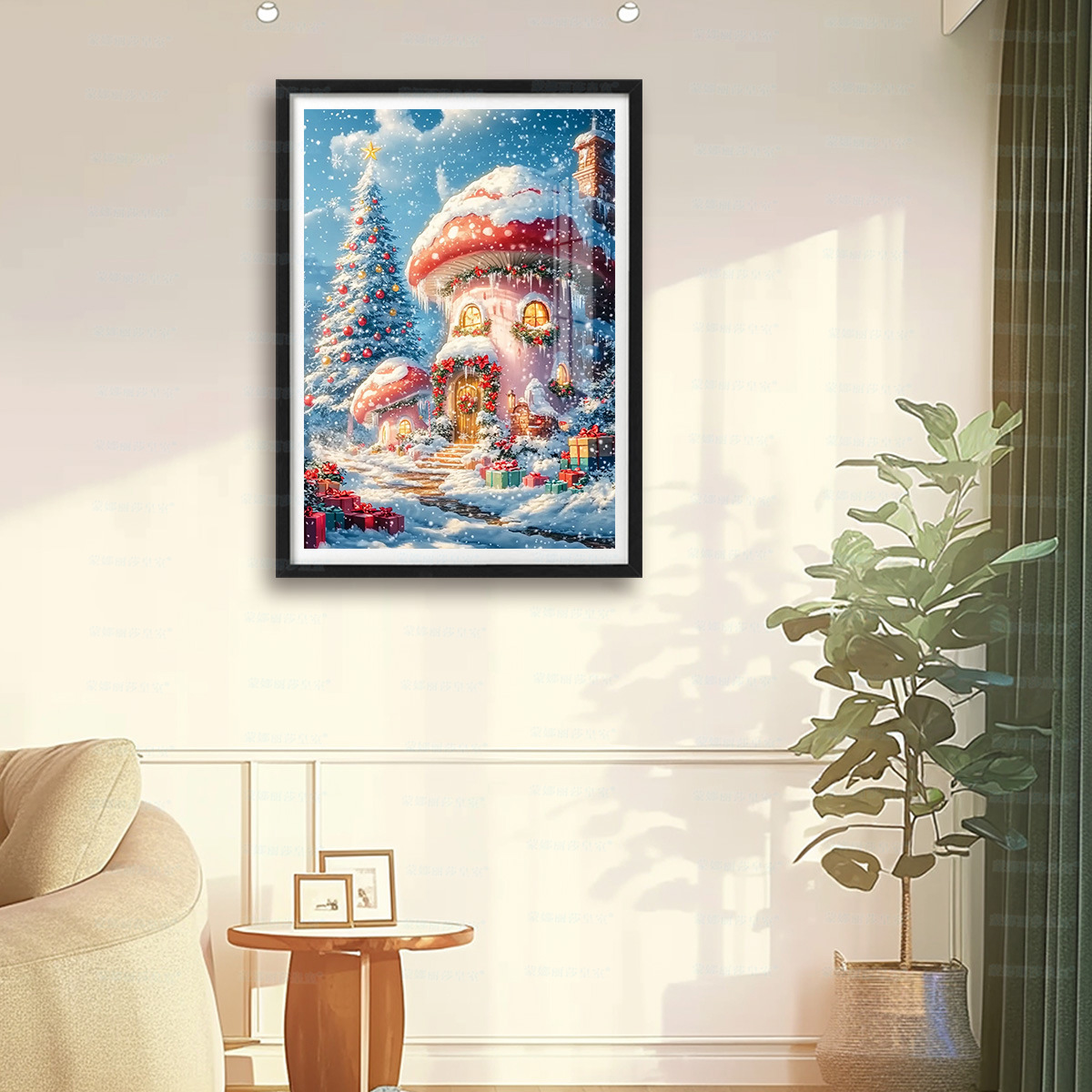 [Algodón importado] Mona Lisa Real Hielo y Nieve Hongo Casa de dibujos animados sala de estar bordado a mano image 3