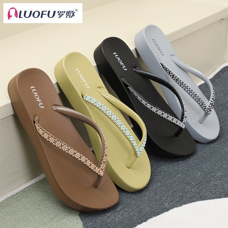 Flip-flop rofu Chanclas de verano para mujer al aire libre baño antideslizante baño Baño playa Chanclas de madera contrachapada natación fresco