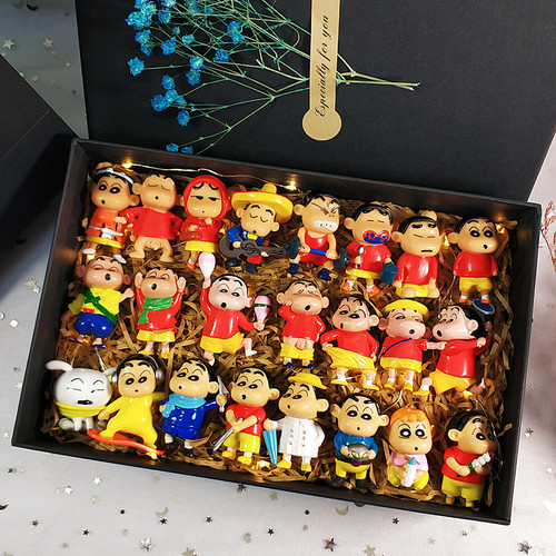 Full Set Crayon Character Small Beginner Figurine Shelf Decor Birthday Gift Creative Toy Model Car Cake Graduation Accessories