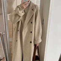 Demi-season woolen coat, long jacket, plus size
