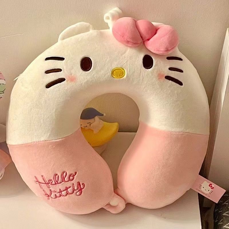 Caricatura encantadora columna vertebral cervical almohada en forma de U almohada de viaje de aviones para niñas almohada de dormir cómodo juguete de peluche