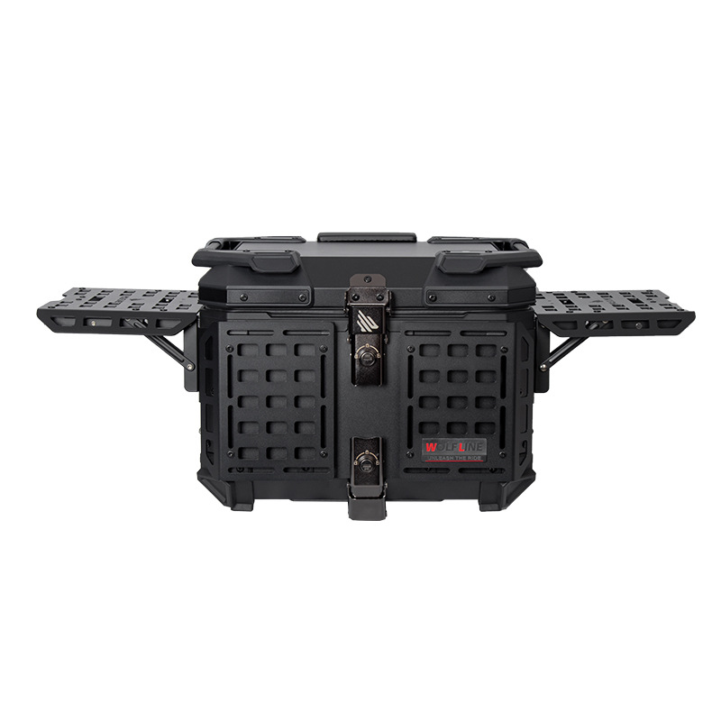 Clearance Sale: 45L Multifunctional Armored Black Aluminum Alloy Motorcycle Tail Box, Scooter Trunk, Foldable Box