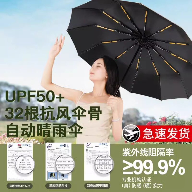 Automatic handheld umbrella for men and women for elementary school students, fully automatic, increased thickness, wholesale