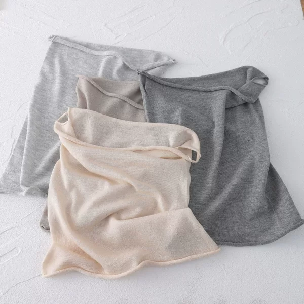 New Style Fine-Spun Hemp Neck Gaiter for Men and Women, with Ear Loops, Solid Color, Versatile, Warm Neck Protector, Lightweight Summer Neck Scarf
