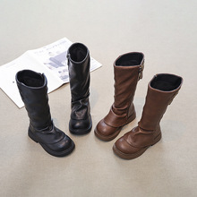 儿童马丁靴2024秋冬季新款时尚英伦风不过膝长靴裤管靴洋气时装靴