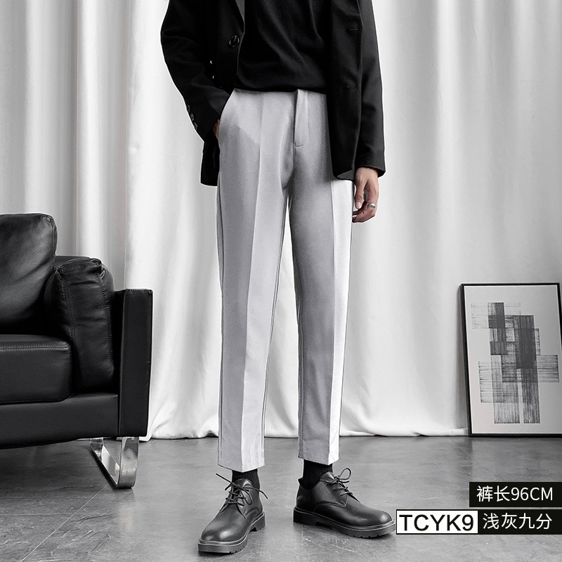 Primavera y otoño nuevos pantalones de traje de los hombres de estilo coreano de moda slim fit flaco casual pantalones largos de los hombres pantalones de traje sueltos rectos