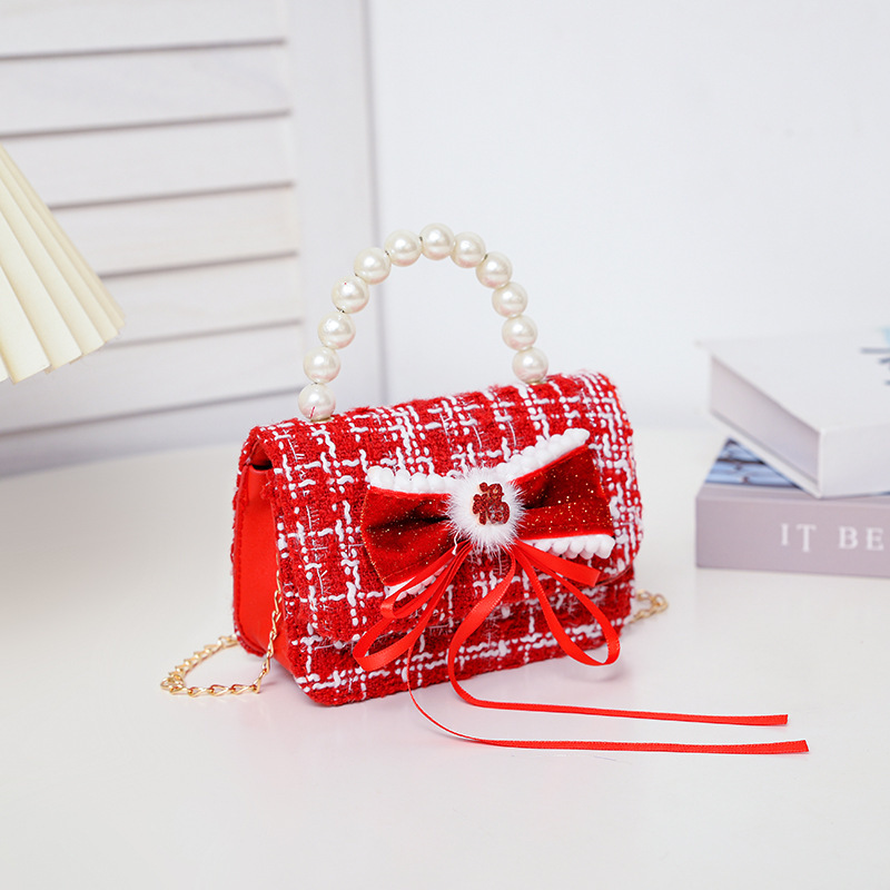 Bolsa de Año Nuevo para niños, bolso de arco de perlas, bolso de mano, bolso de Año Nuevo, bolso de moda, bolso de princesa