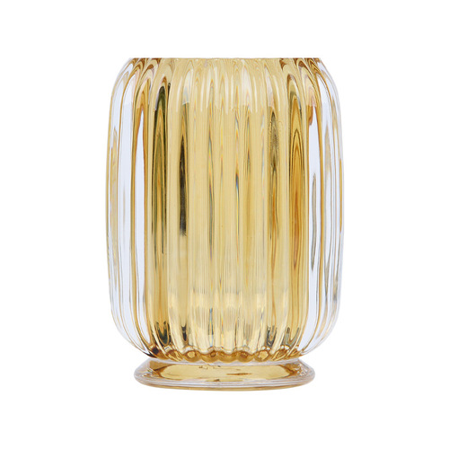 Light luxury striped transparent glass storage box makeup brush bucket desktop storage box high-value pen holder hydroponic vase