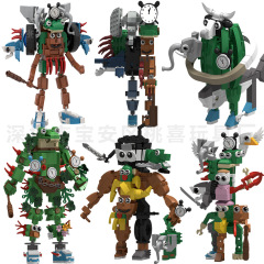 AI 山と海の古典融合モンスタービルディングブロック木製スティックマンモンスターステッチビルディングブロックフィギュアクロスボーダーおもちゃ