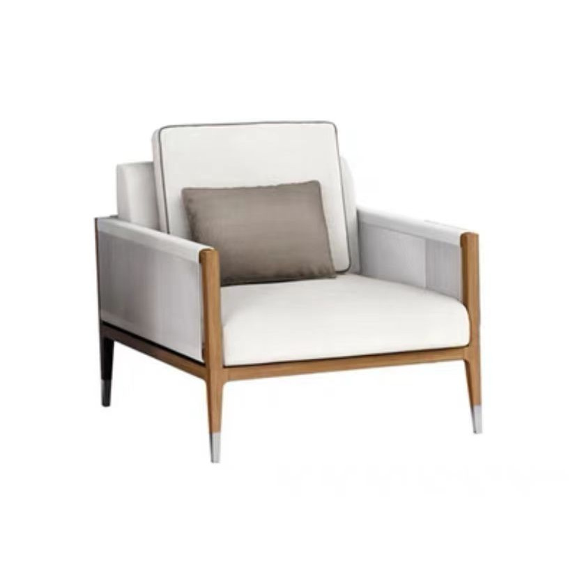 Sofá nórdico patio teca villa jardín terraza hotel al aire libre sofá de tela de caña sofá de madera sólida