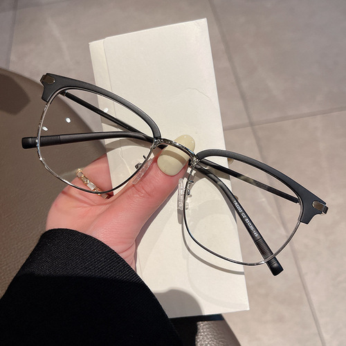 Qianai's new myopia glasses for men can be equipped with high-precision fashionable square glasses frames and half-frame business glasses frames