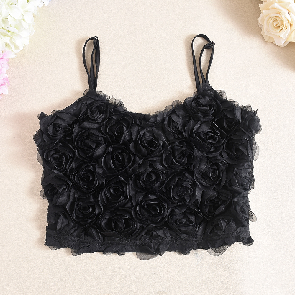 Sexy All Matching Women Wear Cropped Rose Floral Single Tank Top Short Skirt Two Piece Set