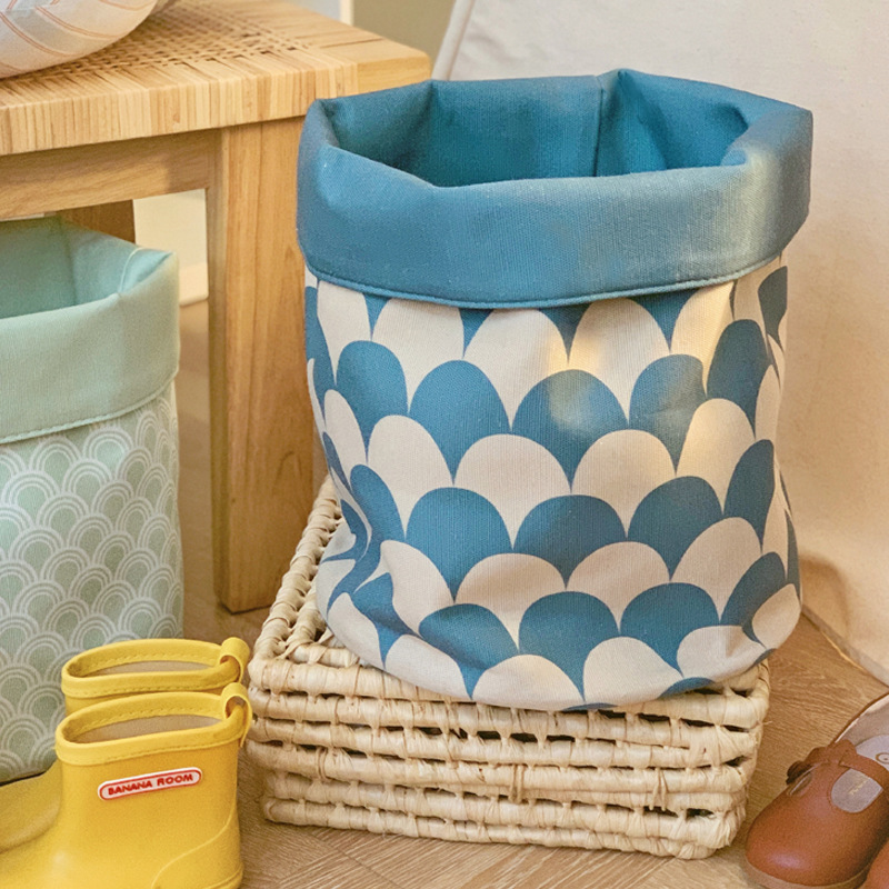 ins wind canvas storage bucket children's toys clothes large storage basket dormitory folding portable storage bag dirty clothes bucket 
