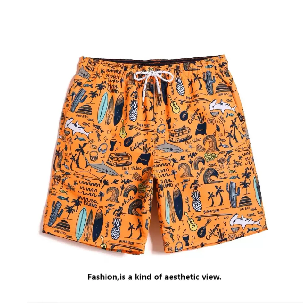 新款沙滩裤男士短裤夏季冲浪裤男式沙滩裤欧美海滩裤男休闲运动裤