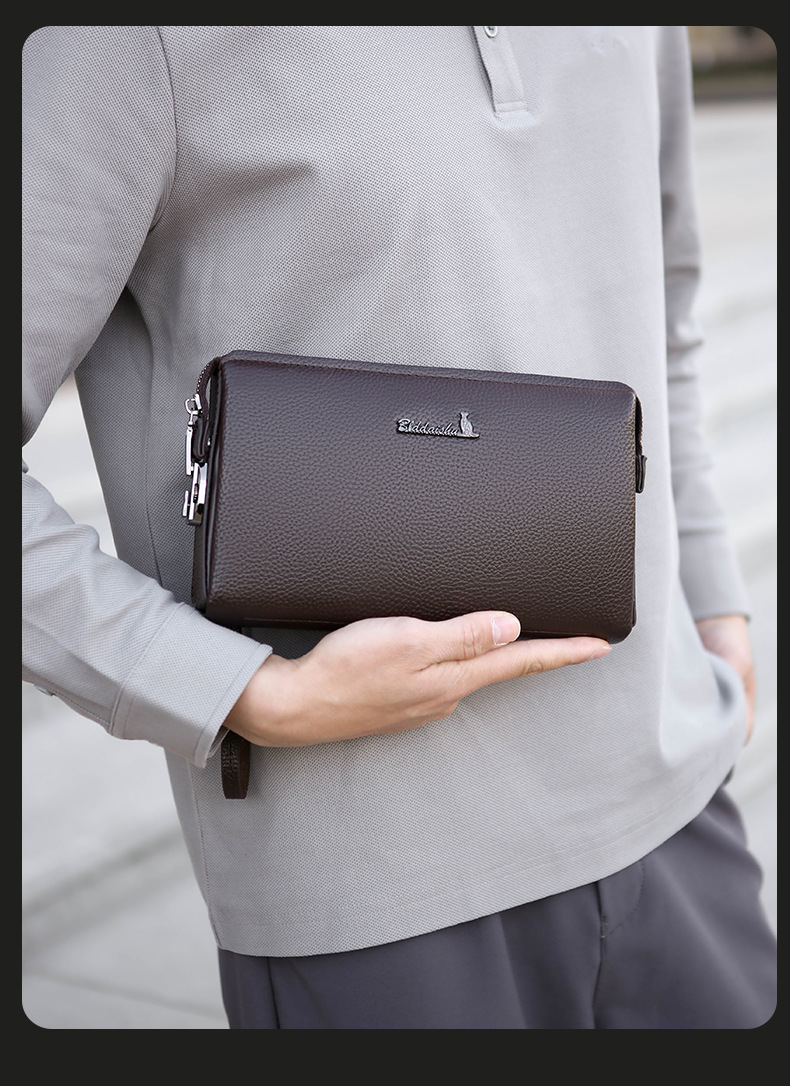 Men's Leather Handbag Large Capacity Casual Envelope Bag For Men_voghion.com
