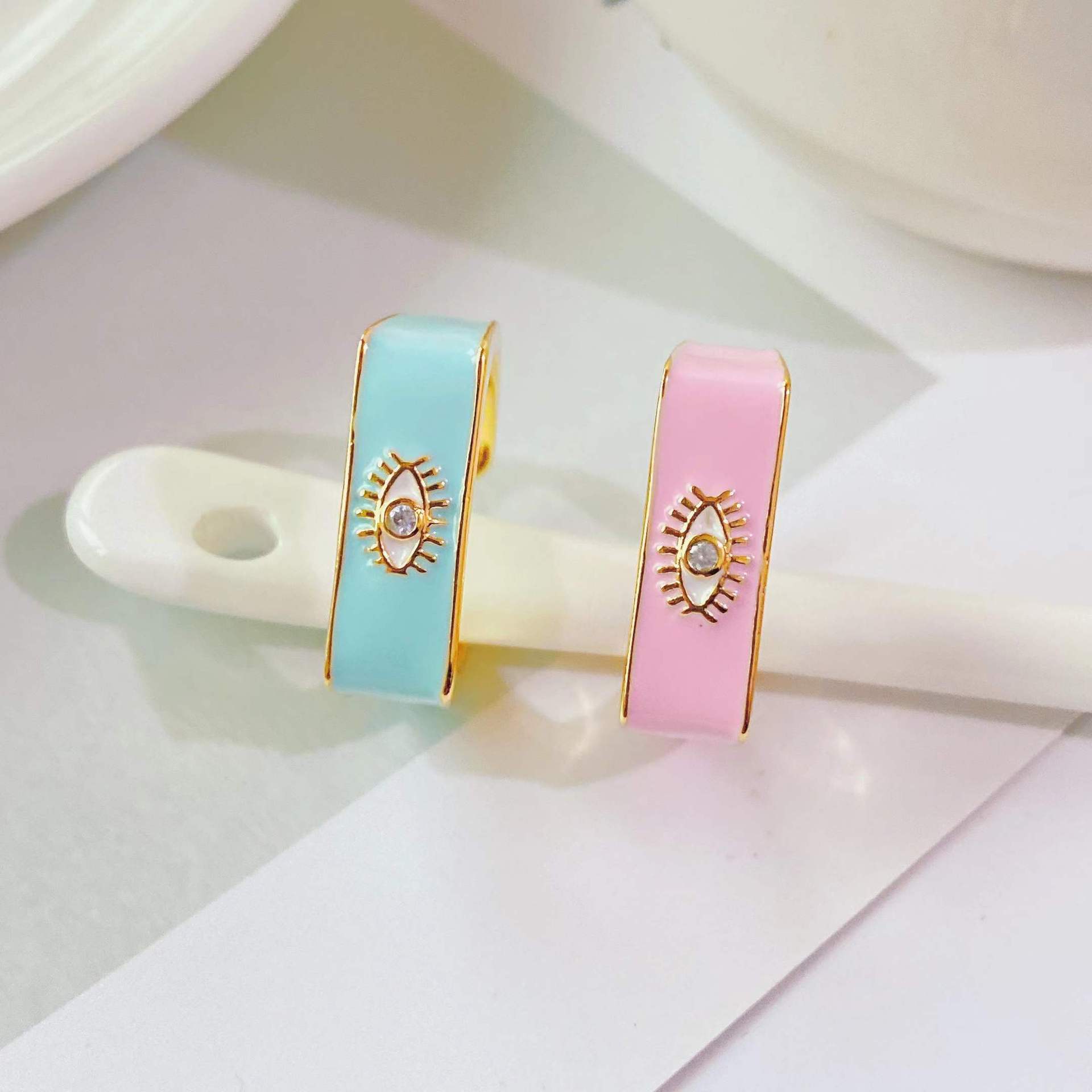 fashion trend ring 18k gold-plated oil drop simple eye opening adjustable female ring