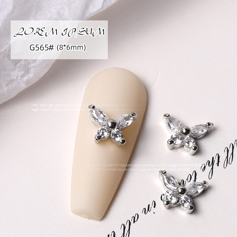 Nueva celebridad de internet luz de lujo circón amor super flash perla mariposa colgante cadena de uñas estrella de plata diamante conejo pequeño diamante image 11