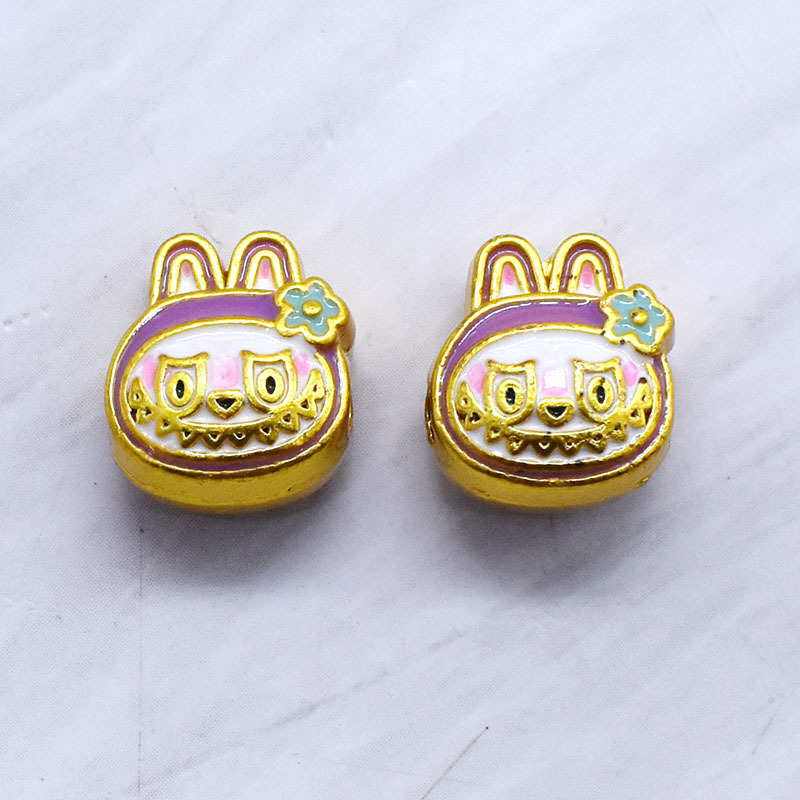 色保持ゴールデン diy 漫画かわいいラブブブブレスレットネックレスラブブブスペーサービーズ手作りロープ材料卸売|undefined