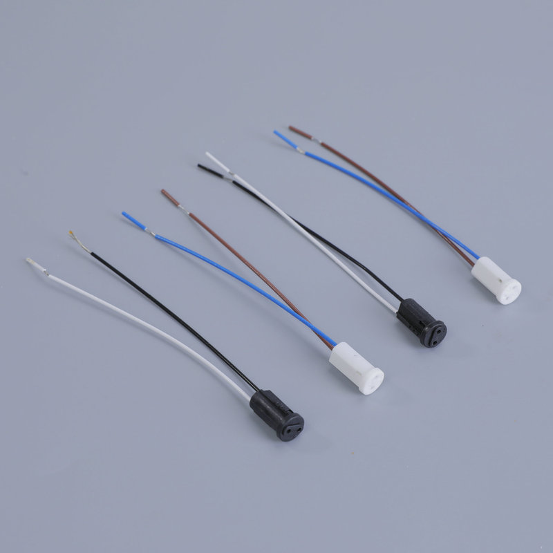 Wholesale G4 Ceramic Lamp Holder G4 Lamp Holder with High Temperature Blue-Brown Teflon Wire 10cm Long Lamp Holder Lamp Base Bulb Plug