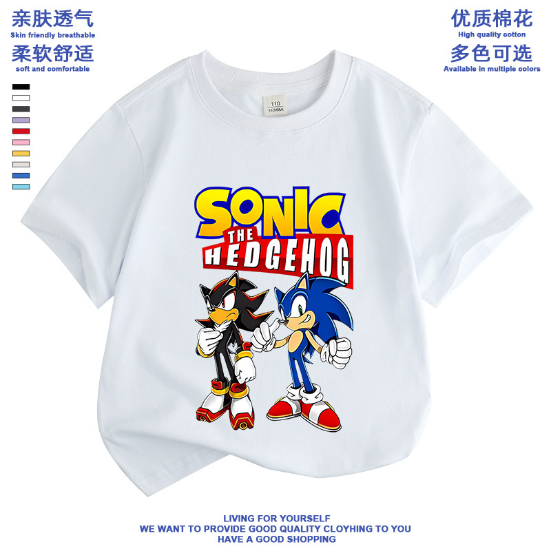 Sonic the Hedgehog Sonic Mouse Hedgehog Cartoon Printed Boys and Girls Students Children Short-sleeved Cotton T-shirt plus size Summer Sonic the Hedgehog Sonic Mouse Hedgehog Cartoon Printed Boys and Girls Students Children Short-sleeved Cotton T-shirt plus size Summer