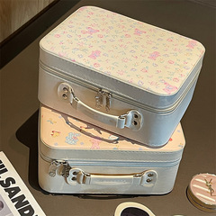 化粧バッグミラー付きかわいい化粧箱スーツケース大容量ポータブル防水化粧品収納バッグ化粧ケース
