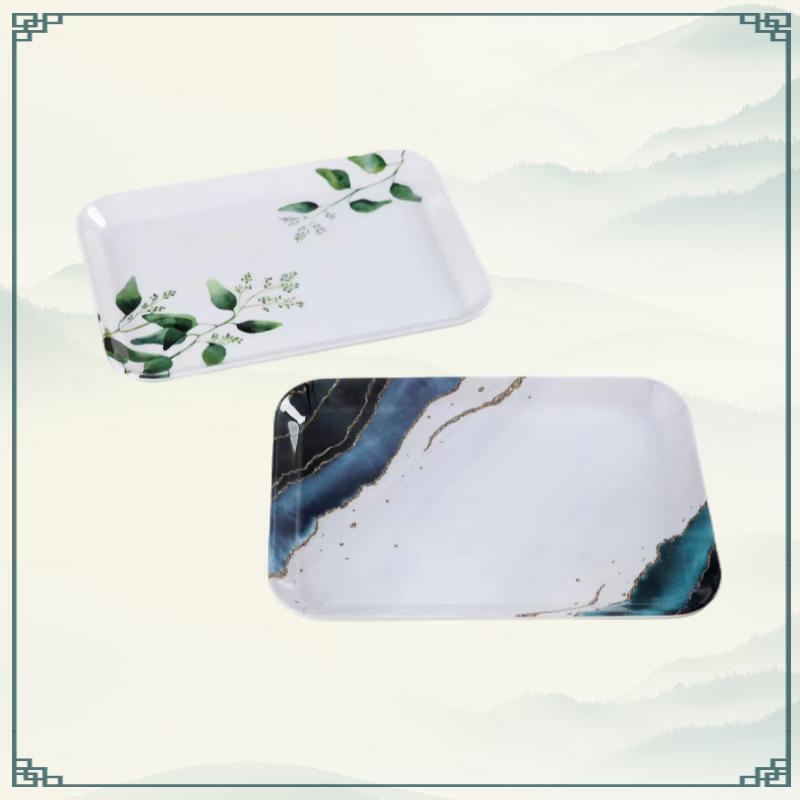 Xinfu Zhijian rounded corner tray suit for spring, oasis round edge rectangular melamine tray drain storage tray new