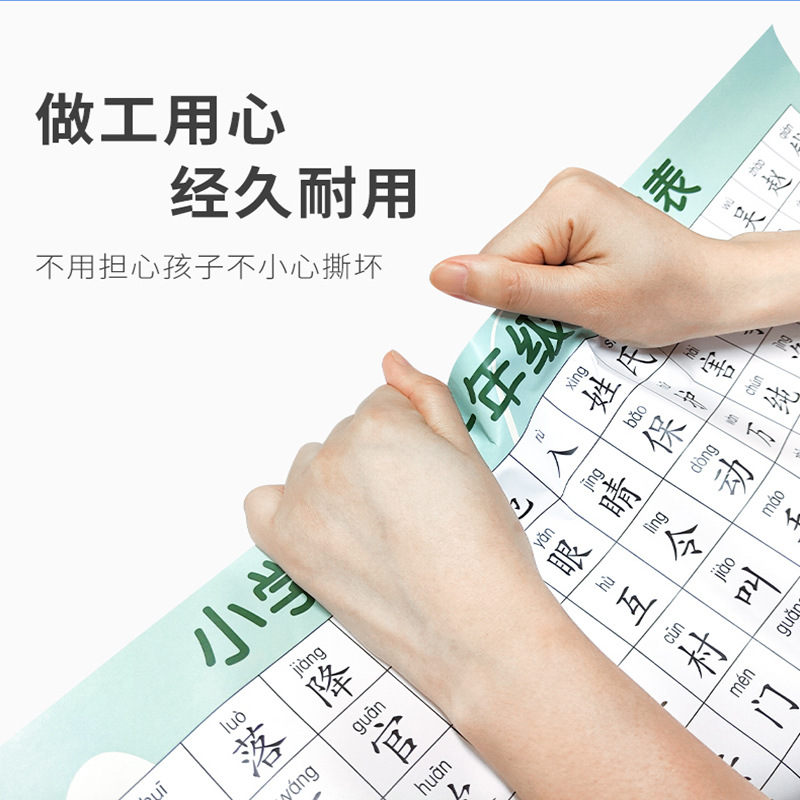 一二年级语文识字表挂图儿童小学生知识点上册下册生字表认字挂图