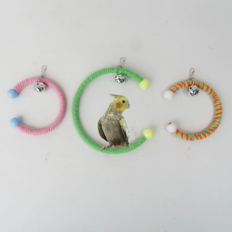 Принадлежности для попугаев игрушки для птиц хлопковая веревка качели цветные кольца круг альпинистская веревка сплошной цвет развивающие игрушки оптом
