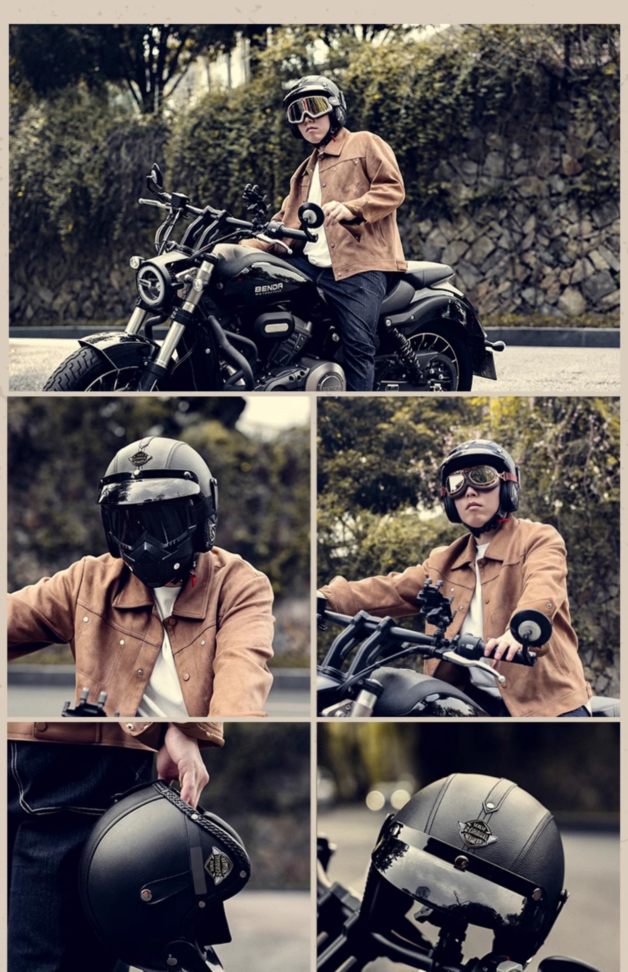 Suitable for 3C Certified Retro Prince Cruise Motorcycle Helmets, Suitable for All Seasons, Multiple Color Options Abs