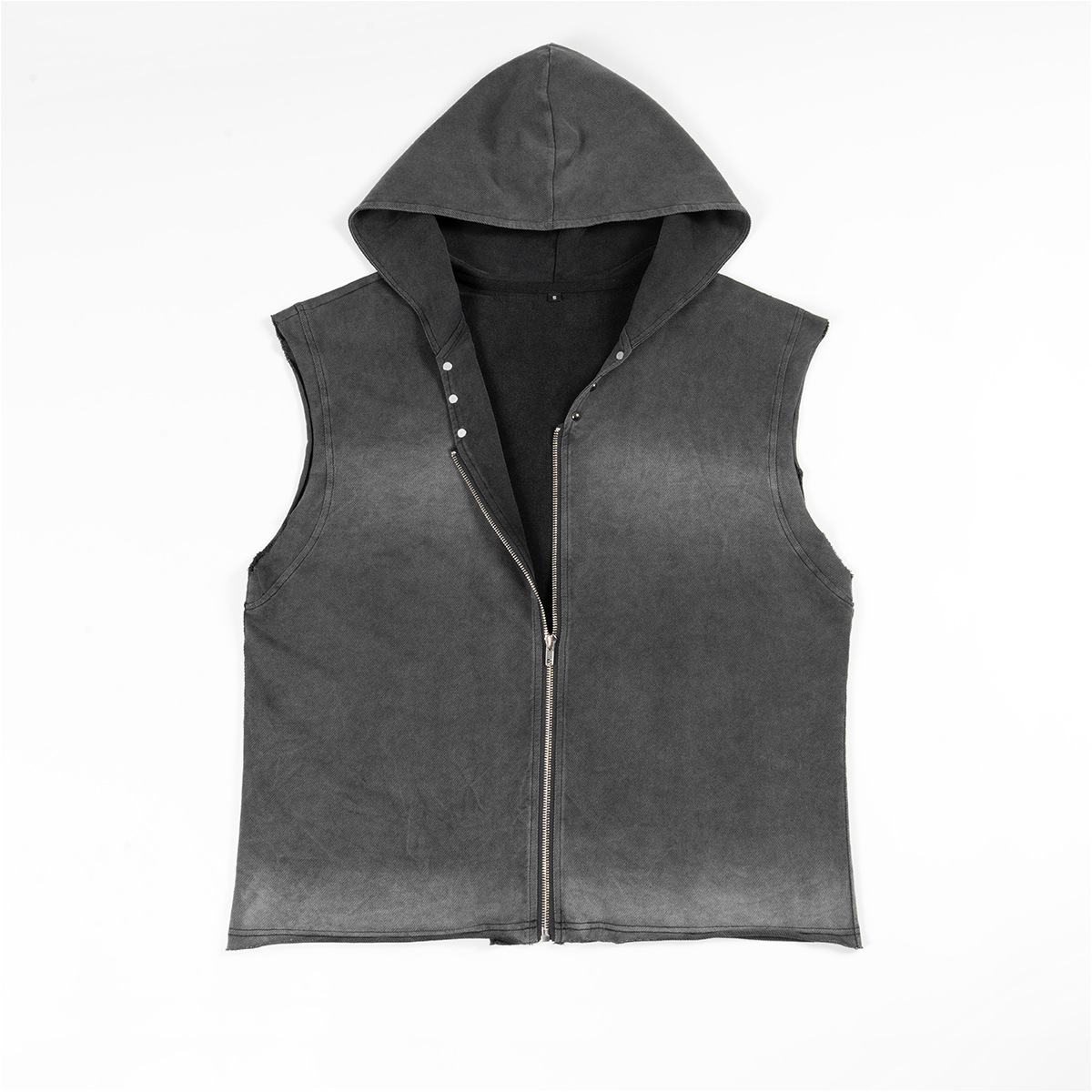 ETAI Hombre| Cardigan retro americano con sombrero pesado sin mangas blusa de alta calidad lavado con agua spray camiseta de borde disperso