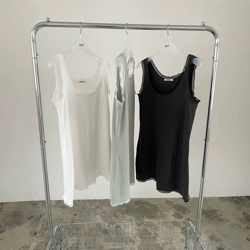 Korean Designer Summer Ruffled Sleeveless Dress, Korean Style Women's Loose-Fitting Slimming Versatile Tank Dress