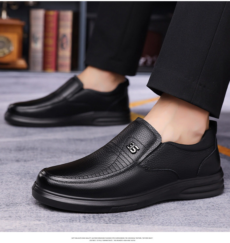 Giày da nam da bò lớp đầu tiên đế mềm, giày lười da thật thoáng khí cho nam trung niên và người lớn tuổi — DT3702 màu nâu, DT3702 màu đen chi tiết 17