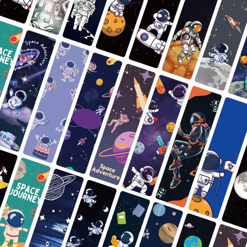 24张书签 卡通宇航员创意手帐装饰素材彩绘文具纸质小卡片DIY装饰