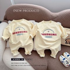 潮款個性嬰兒衣服 我愛舅舅姑姑男女寶寶中文字哈衣爬服 周歲送禮