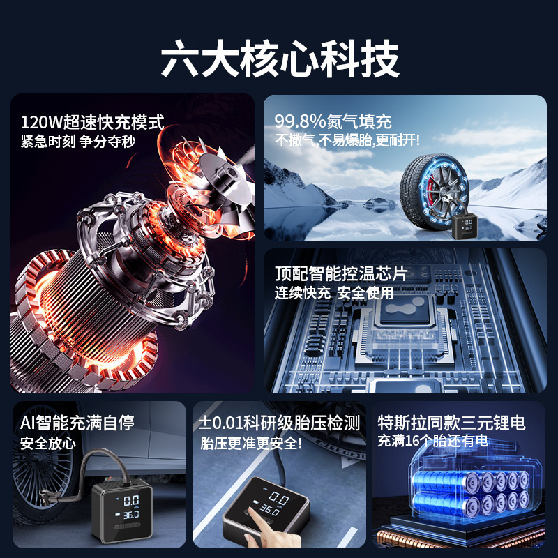 车载充气泵无线汽车轮胎打气筒电动车便携式数显电动打气泵小方盒|undefined