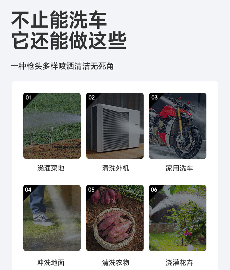 [New Double Pins] Wireless Car Washing Machine Portable Car High Pressure Water Gun Lithium Battery Home Car Washing Handy Gadget
