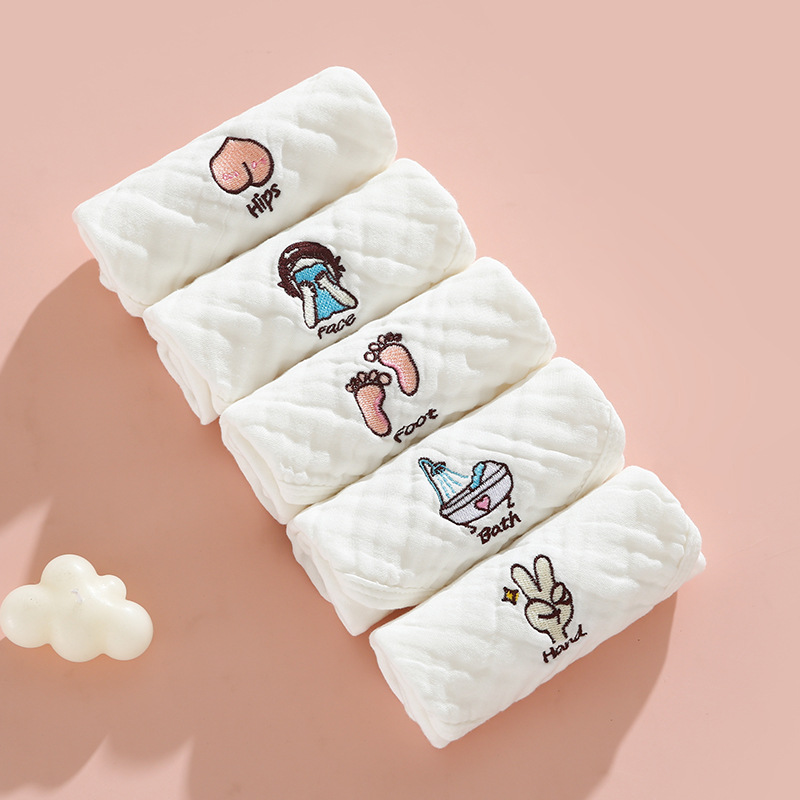 Toallas cuadradas tipo A gaza de algodón absorbente de agua transpirable impresión de lavado facial toallas cuadradas toallas para niños recién nacidos