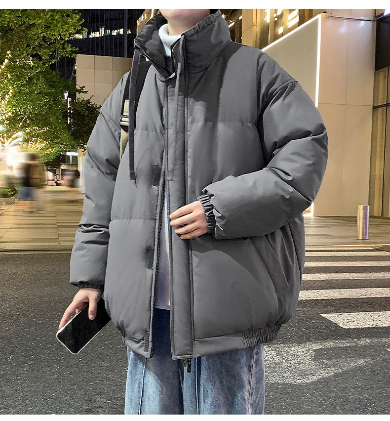Unisex Padded Jacket With Stand-up Collar Warm Winter Coat_voghion.com